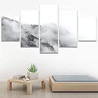 SIGNWIN 5 Panel Canvas Wall Art Foggy Scenery for Home Decorations Ready to Hang - 60