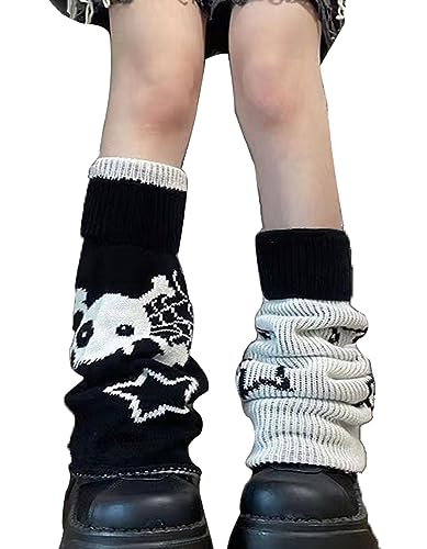 Image of WODECASA Girls Kawaii Leg Warmers Knitted Flared Leg Sleeves Goth Crochet Baggy Cuff Ankle Heap Socks