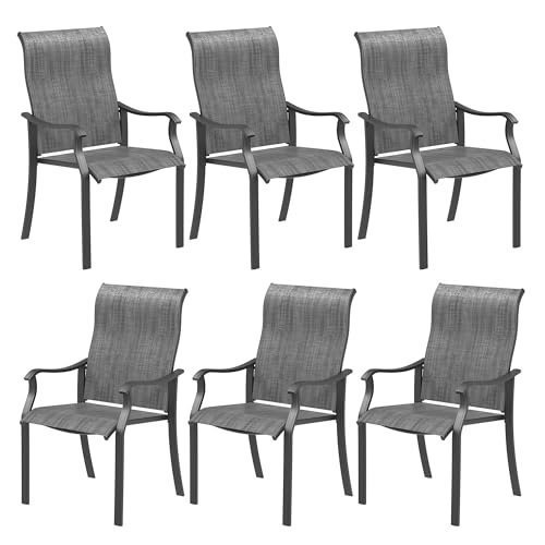 Image of UDPATIO Patio Dining Outdoor Chairs Set of 6, Textilene Lawn Chairs | High Back Patio Chairs, Outdoor Dining Chairs, Sillas de Patio, Heavy Duty Patio Chair for Backyard, Lawn, Garden, Dark Grey