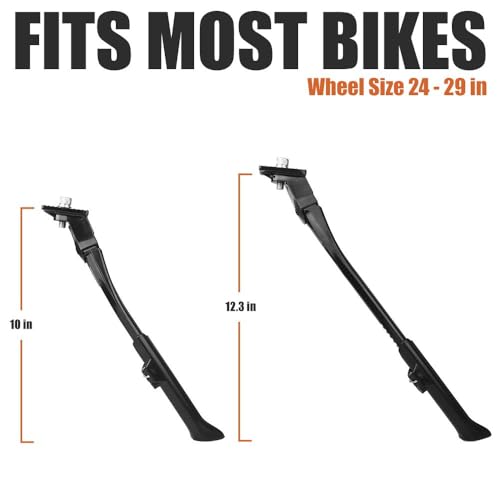 Image of BV Bicycle Kickstand for 24 inch-28 inch - Adjustable Bikes Kickstand for Adult Bike with Non-Slip Foot & Spring-Loaded Latch for Stable Any-Angle Stance (Silver, Regular Duty)