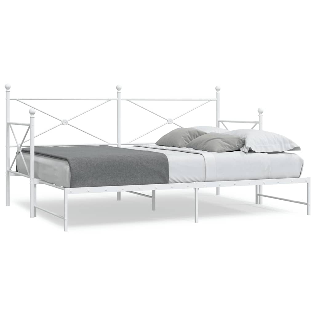 vidaXL Divano Letto Estraibile Senza Materasso Bianco 80x200cm Acciaio, Divano Letto con cassetti, Divano Letto, Divano Letto da Soggiorno
