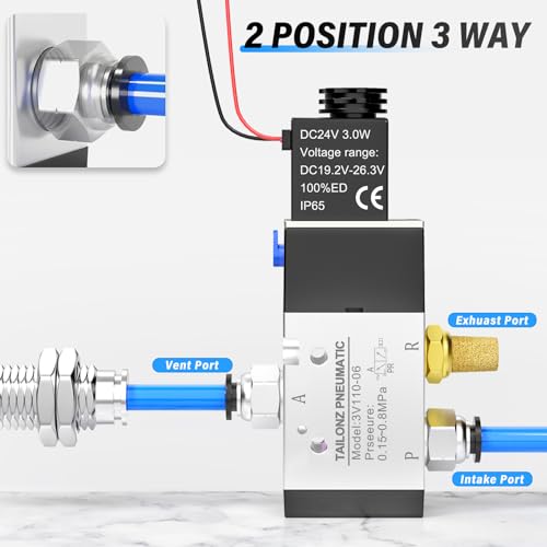 Image of TAILONZ 1 /8 inchNPT DC24V 3V110-06 Solenoid Valve 2-Position 3-Way