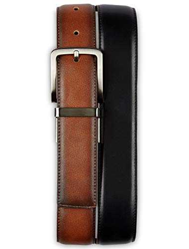 Harbor Bay by DXL Men's Big and Tall 35MM Reversible Stretch Belt | Stretch Inner Core with Nickel-Finish Buckle and Keeper
