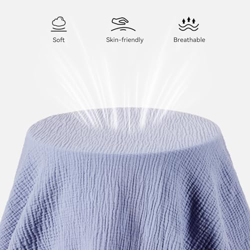 Image of TILLYOU Muslin Mini Crib Sheets 2 Pack, Pack and Play Mattress Sheets Fitted for Pack N Play, 38 x 26 Sheet for Toddler, Grey and Blue