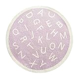 Alfombra de Pelo Corto Interiores y Exteriores Costura Simple del Alfabeto inglés Rosa Claro para salón Decorativa para habitación de los niños Redonda ø 180 cm