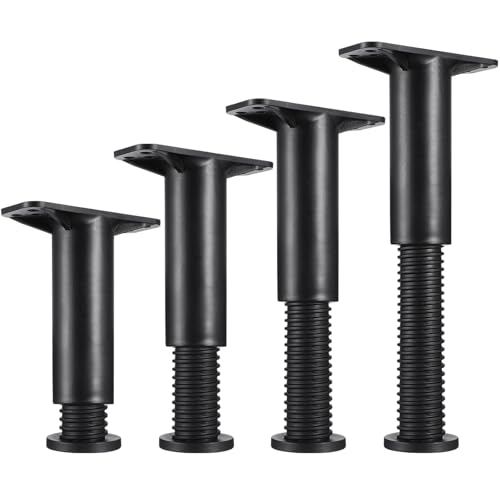 jojofuny 4 Patas de Soporte para Cama de Plástico Acero Negro, Superficie Lisa Que No Daña el Suelo ni Muebles, Pack de 4 Unidades para Refuerzo del Marco Cama Color Color Aleatorio