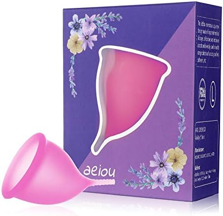 Menstrual Cup Reusable Period Cup with Long Stem Ideal for Beginner Size (Pink, Large)