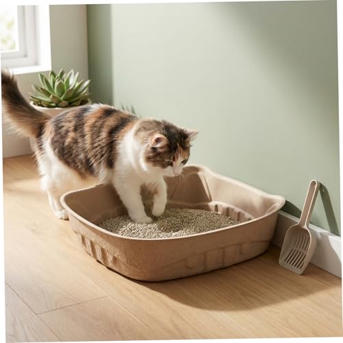 Arenero desechable para gatos en pack de 5 cajas de pulpa ecológica 6