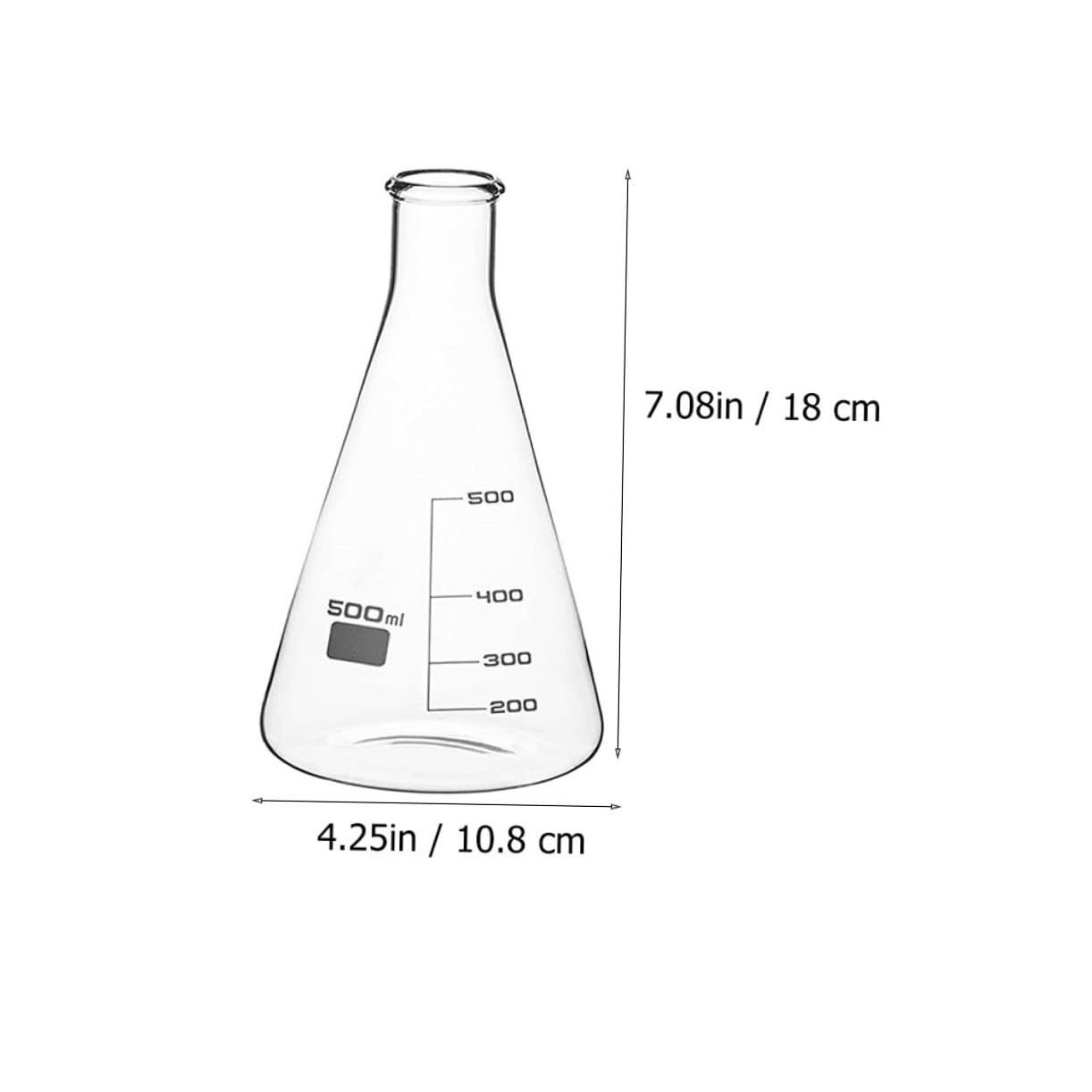 VILLCASE Erlenmeyerkolben Wissenschaftliche Schmale- Mund Glas Erlenmeyerkolben Set 3 Größen 100Ml 250Ml 500Ml 3. 3 Borosilikatglas mit Gedruckt Graduation