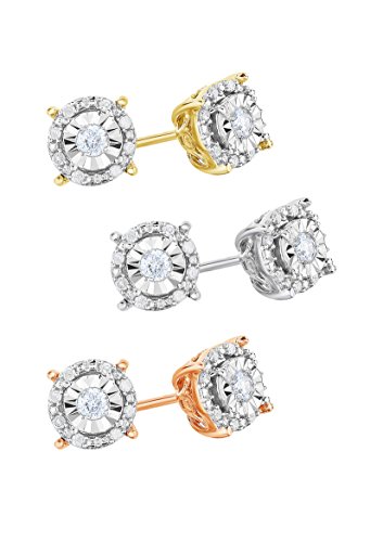 Natalia Drake Diamond Stud Earrings for Women Set in 925 Sterling Silver Halo Color I-J/Clarity I2-I32