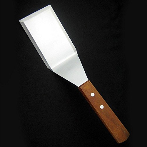 likecar Teppanyaki en fonte en acier inoxydable avec manche en bois Pelle Spatule avec manche en bois 12 cm