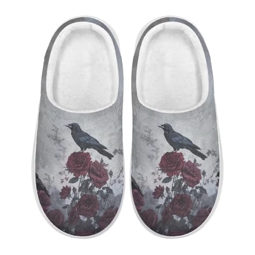 Adult Unisex Animal Slippers - Warm Plush Closed Toe Design Home Shoes Non-Slip Bedroom Slippers Thick EVA Sole