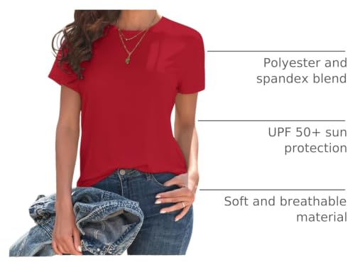 Image of KevaMolly Basic T Shirts for Women UPF 50+ Short Sleeve Casual Summer Tops Trendy Solid Loose Fit Crew Neck Tees Tshirt