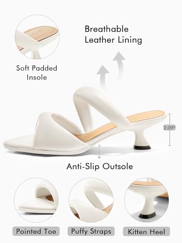 Coutgo Womens Kitten Heels Mules Pointed Open Toe Sandals Double Strap Slip on Prom Dress Shoes4