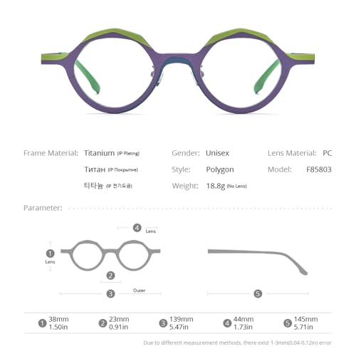Image of FONEX Colorful Pure Titanium Glasses Frame Women Retro Round Eyeglasses