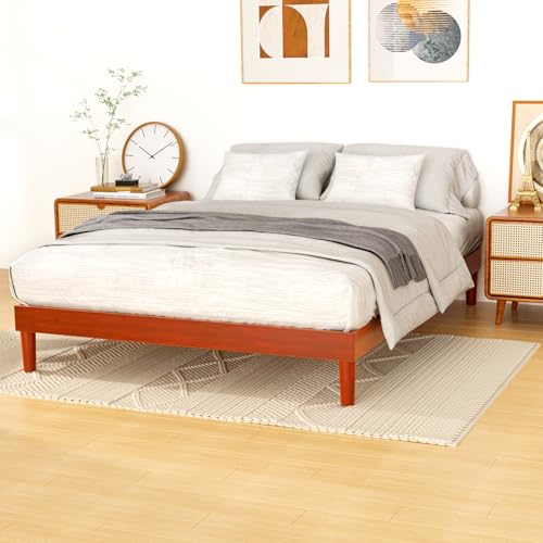 Domus Homeware Base de cama con plataforma de madera maciza, no necesita somier, sin herramientas, fácil montaje en 15 minutos, tamaño Queen 82 pulgadas de largo x 62 pulgadas de ancho x 12 pulgadas