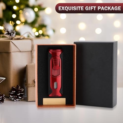 Encendedor de Llama Azul Triple Boquilla Metal Rojo miniatura 5