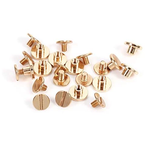 Brass Buttons Stud, 10 Sets Solid Brass Buttons Stud Screw Nail Screwback Cap Rivets Leathercraft Studs Belt Strap Bag Screws(5mm) Cover