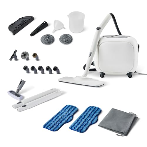 Amazon Basics Limpiador A Vapor Multiusos Con 22 Accesorios, Depósito De 1,5l, 1500w, Blanco