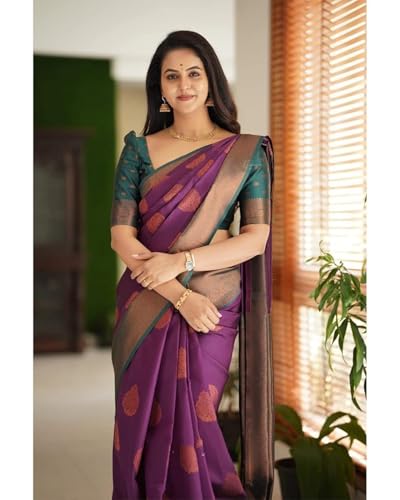 Image of Jaanvi fashion Women's Banarasi Silk Sarees With Zari Jacquard Work & Blouse Piece