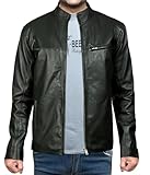 Chaqueta casual de piel de cordero para hombre, color verde, Cafe Racer, Verde, XX-Large