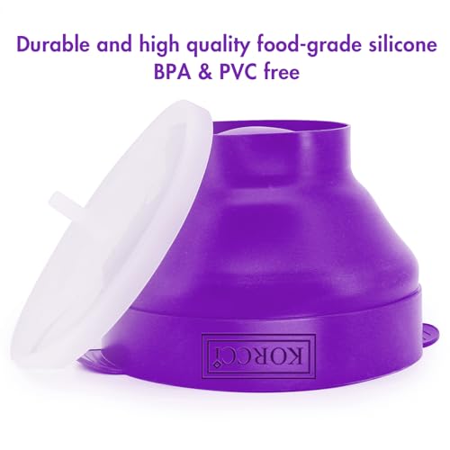 Image of The Original Korcci Microwaveable Silicone Popcorn Popper, Microwave Popcorn Popper, Collapsible Microwave Popcorn Maker Bowl, No Oil Needed, Use In Microwave, Dishwasher Safe (Purple)