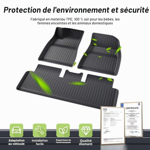 Tapis de sol pour Tesla Model 3 accessoires auto TPE 3D imperméable - 6