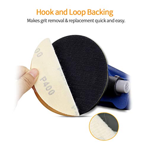 SPEEDWOX 100 Pcs 6 Inches Sanding Discs 400 Grit Dustless Hook and Loop Sandpaper for Random Orbital Sander Yellow Finishing Discs for Automotive Woodworking - Image 4