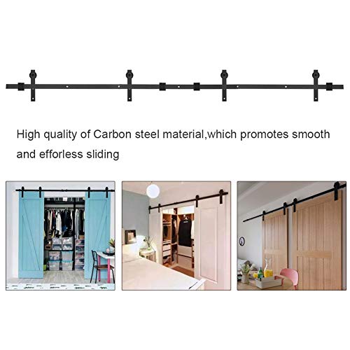 Rail de porte de grange Chrees 488 cm double en acier noir mat kit 5 segments