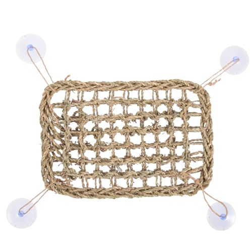 Parliky Hamaca para Reptiles Ventosas 28.5x20 Cm, Hamaca Colgante de Pasto Natural para Lagartos y Mascotas Pequeñas, Accesorio Divertido y Cama para Dormir de Lagarto
