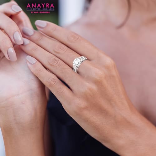 Image of 925 Sterling Silver Ring for Women | Cubic Zirconia Solitaire Halo Design | Fine Jewellery Finger Ring for Girls, Wife, Girlfriend | Gift for Birthday, Anniversary, Valentine's Day