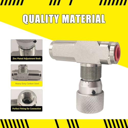 Image of 1 /2 inch NPT Straight Flow Control Needle Valve for Hydraulic System, Heavy-Duty Carbon Steel Pressure Connection Fittings with Adjustable Variable Knob