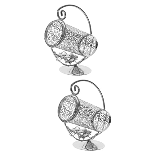 Anneome 2 Peças De Suporte De Vinho De Ferro Para Mesa De Ferro Prateado Para Decorar