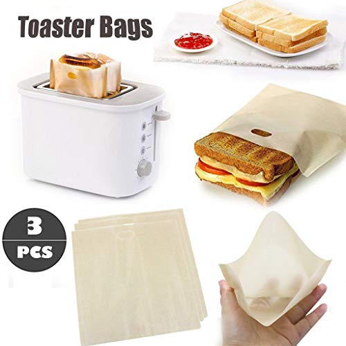 Nobran 3 bolsas de tostadora reutilizables para sándwich de queso a la parrilla, antiadherentes, resistentes al calor