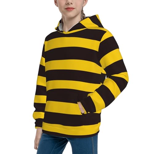 Bee Stripe Kid Hoodies Boys Sweatshirts Girls Pullover with Pocket2