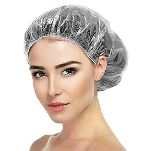 100PCS Disposable Shower Caps - Hair Bath Caps,Clear Waterproof Plastic Shower Caps Elastic Thick Hair Caps for Women Spa,Home Use,Hotel and Hair Salon.