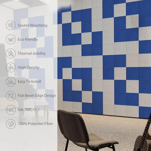 Image of 12 Pack Square Acoustic Panels Self Adhesive Sound Proof Foam(Silver Gray)
