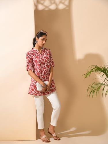 Image of Meesan Women's Casual Ethnic 3 /4 Sleeve Printed Tunic