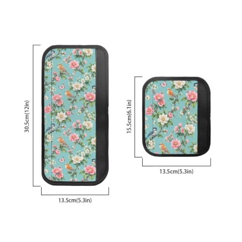 Image of 6 Pcs Refrigerator Microwave Door Handle Covers Electrical Appliances Handle Protector Keep Clean and Protected from Oil Stains, Fingerprints, Liquids, Bird Floral Teal