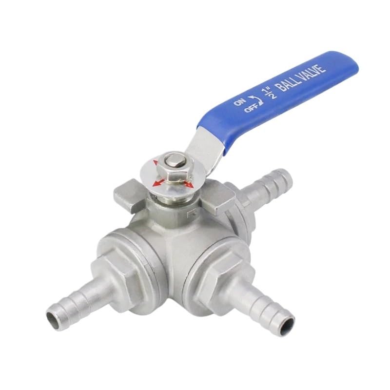 Vanne 3 voies 1/2 acier inoxydable étanche type T pour dérivation précise de tube 11mm