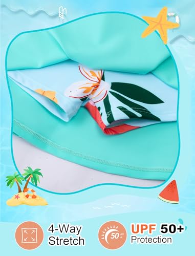 Image of Girls Swimsuit Long Sleeve Swim Shirt 3 Piece Rash Guard for Girls Bathing Suit with Boyshorts