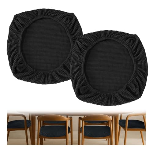 SZMK 2 Piezas Funda Silla Escritorio,Fundas Sillas Oficina,Fundas Sillas Ajustables,Funda Silla Despacho Lavables,Funde Protectoras para Sillass,Cubre Asientos para Sillass,Office Chair Cover-Negro