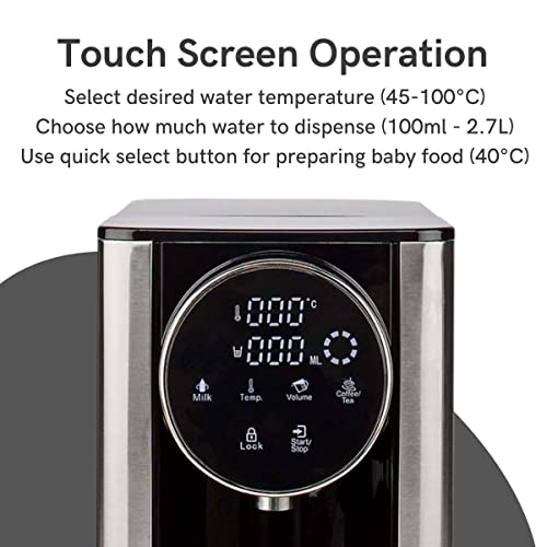 Instant Hot Water Dispenser, 2600W, 2.7L Tank with Fast Boil, Variable Dispense, Adjustable Temperature, Boil Dry & Overheat Protection - Image 3