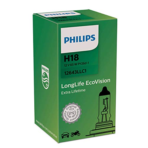 Lámpara H18 Philips 12643LLC1 halógena de larga duración para luz de cruce