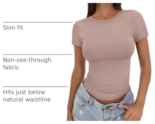 Image of Trendy Queen Womens Fitted Short Sleeve Shirt Buttery Soft Top Stretchy Tee