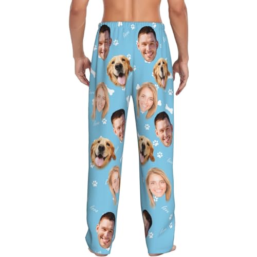 Custom Pajama Pants with Pockets for Women Men Personalized Plaid Pajama Pants with Face Photo Christmas Pajamas Multi Size3