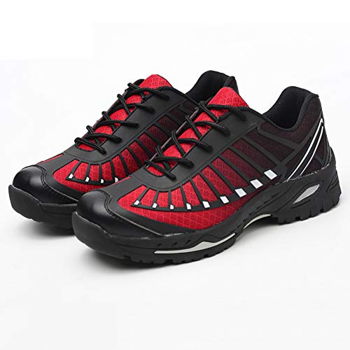 Sicherheitsschuhe für Herren und Damen, leicht, atmungsaktiv, Arbeitsschuhe, Stahlkappen, Schuhe, Trekking-Wanderschuhe, Rot, 39
