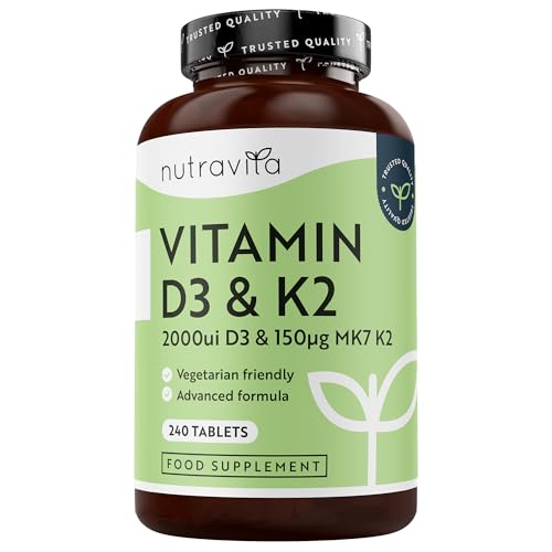 Nutravita Vitamina D3 y K2-240 Comprimidos Vegetarianos - Vitamina D y MK7