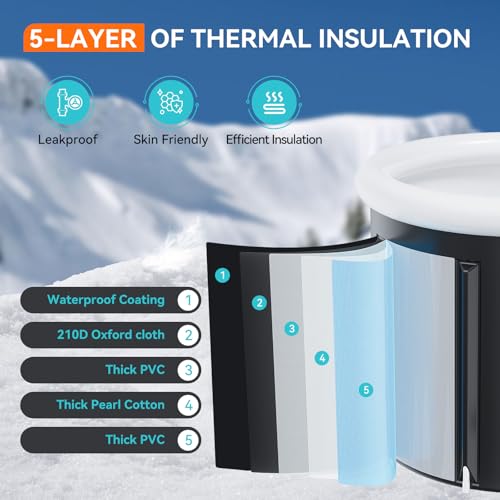 Foto de HOROW Bañera de hielo para atletas, baño de hielo portátil de múltiples capas para terapia de agua fría y recuperación, barril de hielo inflable con tapa, bañera de hielo plegable para el hogar (imagen 4)