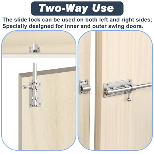 Image of Alise 6 Inch Sliding Door Lock, SUS304 Stainless Steel Padlock-Style Gate Latch,Thickened Heavy Door Lock Latch, Security Slide Latch Lock for Outdoor Fence,Window,Shed Door